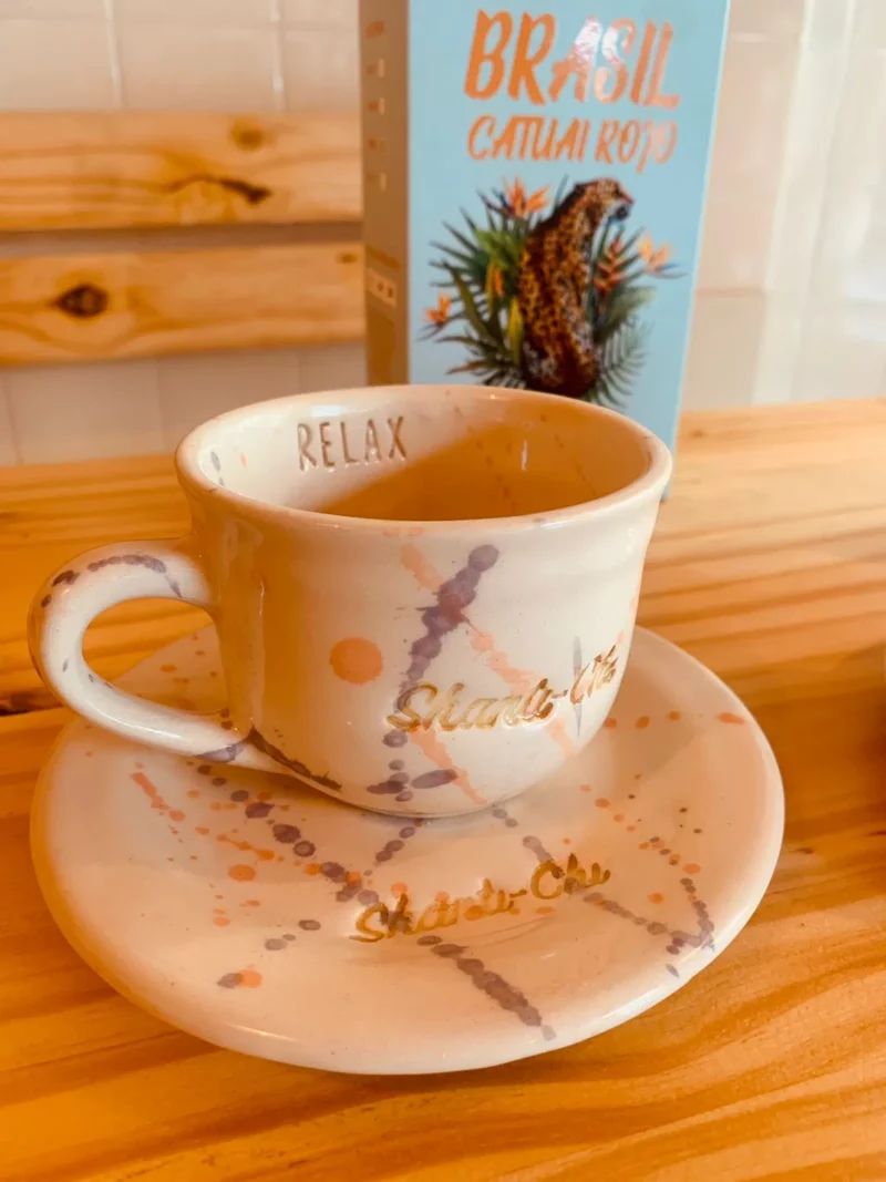 Pack taza y plato salpicado