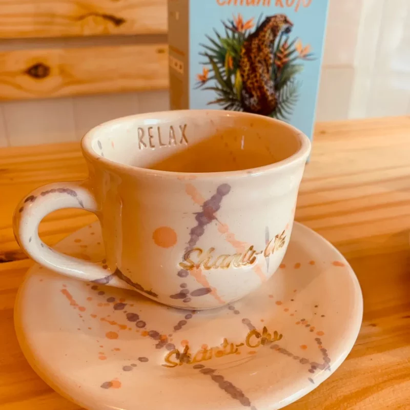 Pack taza y plato salpicado